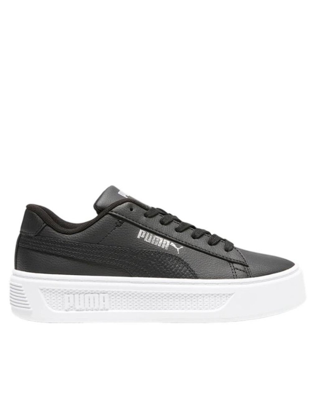 PUMA Women's Smash V3 Platform Black Silver Size 7